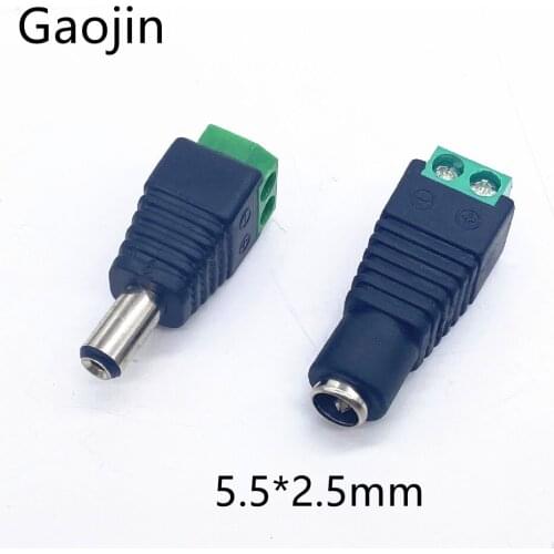10Pcs 12V 2.5 x 5.5mm 5.5*2.5mm DC Power Male Plug Jack Adapter Connector Plug for CCTV single color LED Light