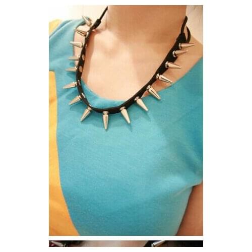 New style fashion pu leather punk summer headbands metallic spikes rivets 10pcs