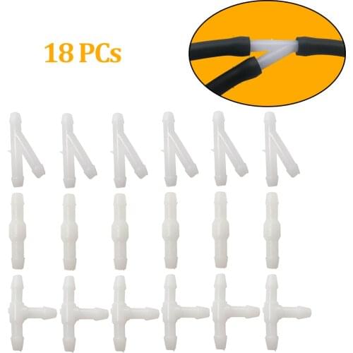 18Pcs/set Windshield Wiper Hose Connectors Windshield Washer Hose Repair Kit Wiper Fuid Hose Connectors T/Y/I Splitter Connetors