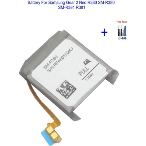 1x 380mAh R380 R381 Replacement Battery For Samsung Gear 2 Neo R380 SM-R380 SM-R381 R381 Batteries + Repair Tools Kit