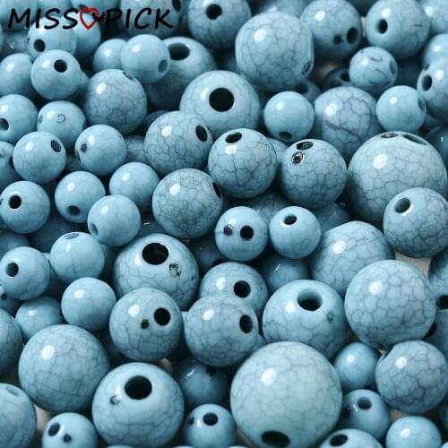 6/8/10/12mm Acrylic Beads Imitation Blue Turquoise Loose Spacer Beads for Jewelry Making DIY Bracelet Necklace Accessories Gift