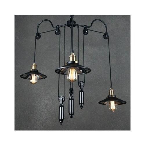 American Simple Country Art Restaurant Living Room Individual Bar Desk Industrial Retro Trident Lifting Chandelier luminaire