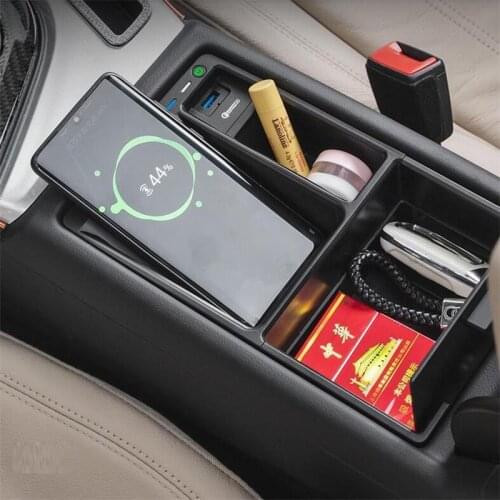 Car Wireless Charging For Audi A4 A5 S4 S5 Q5L 2016-2020 Armrest Box Upgrade With Storage Design Wireless Charging Plate