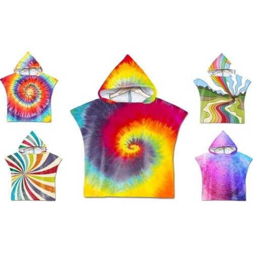 Free shipping Novelty Gift Geometric Spiral Swirl Mandala Baby Kids Children Hooded Towel Pool Bath Beach Poncho Towel Cape