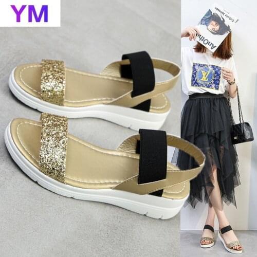 Summer Bling Bling Women Platform Sandals Fashion Gold Increasing Thick Casual Shoes Female Wedge Zapatos Deportivos Para Mujer