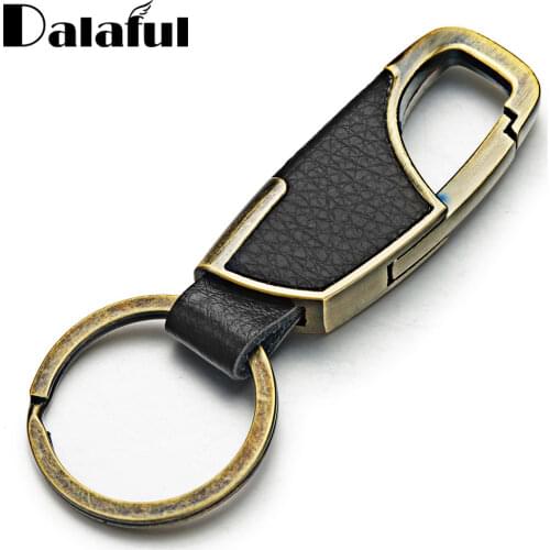 High-end Leather Keyring Bronze Creative Clasp Key Holder Chain For Car Men Jewelry Gift Metal Keychain Waist Hanging K264C