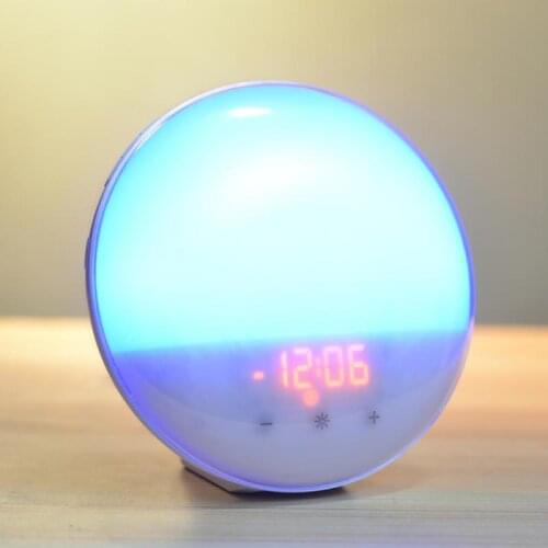Alarm Clock 7 Color Change LightFM Radio Wake-up Alarm Clock Snooze Function Desk Table Clock Home Decor Clock Night Light