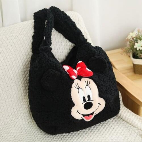 Disney Mickey mouse lady shoulder bag Cute Girl Shoulder Bag Plush bag Minnie Handbag Tote bag Stitch shopping bag