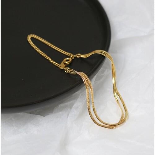 Double Layer Snake Chain Stainless Steel Jewelry for Women 18K Gold Plated Bracelets for Men Gold Chain Women Bracelets on Hand