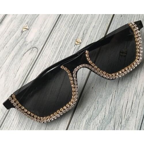 European and American fashion cute sexy half frame retro sunglasses handmade diamond sunglasses UV400