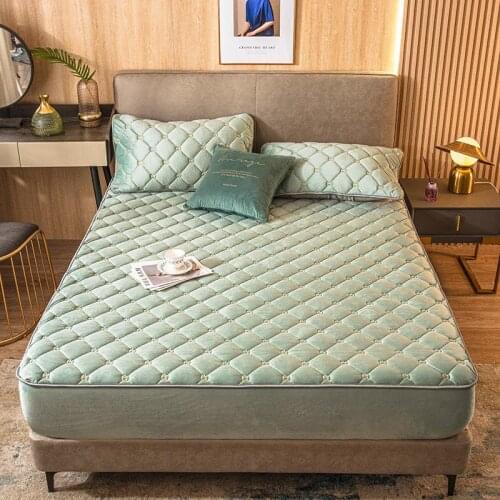 Flannel Mattress Cover 180x200cm Quilted Bed Sheet with Elastic Queen/King Size Warm Bed Cover for Winter Coral Fleece Sheets