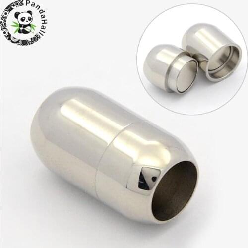 Smooth 304 Stainless Steel Magnetic Clasps, Oval, 20x12mm, Hole: 8mm
