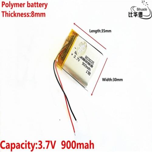 Good Qulity 3.7V,900mAH 803035 Polymer lithium ion / Li-ion battery for tablet pc BANK,GPS,mp3,mp4