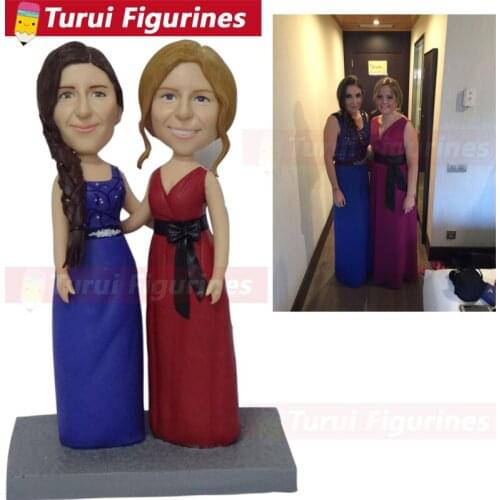 Custom head statue bosom female friend bobblehead figurine dolls gifts lesbian wedding cake topper personalized design service