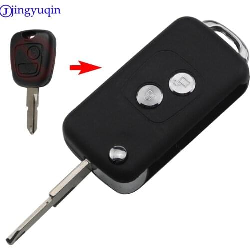 Jingyuqin 2 Button Modified Flip Folding Car Key Case Blank Shell For Citroen C1 C2 C3 Xsara Picasso For Peugeot 206 306 307 406