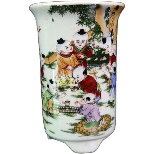 Chinese Old Porcelain Pastel Baby Play Pattern Flowerpot