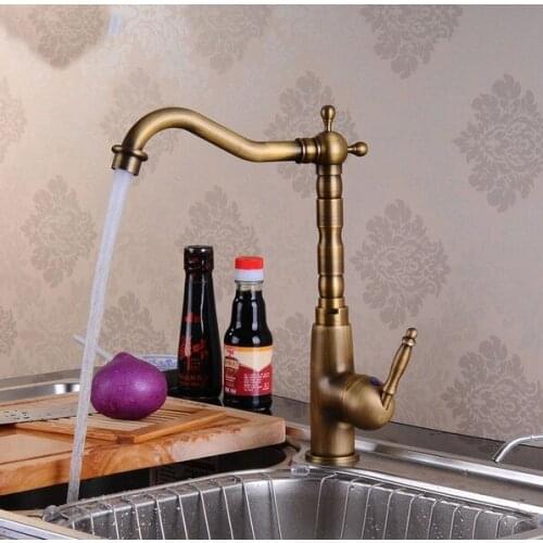 Antique Brass Single Handle Swivel Kitchen Bathroom Sink Basin Faucet Mixer Taps anf005