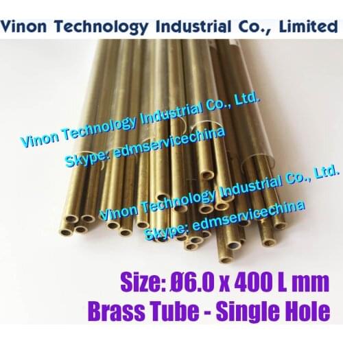 6.0x400 MM Brass Tube Single Hole (30PCS/LOT),Brass EDM Tubing Electrode,Tube Diameter 6.0mm Length 400mm for Electric Discharge