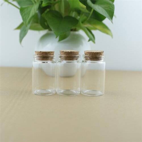 24PCS/lot 37*60mm 40ml Mini Glass Bottles Storage Jar for Spice Corks spicy Bottle Containers tiny jars Vials With Cork Stopper