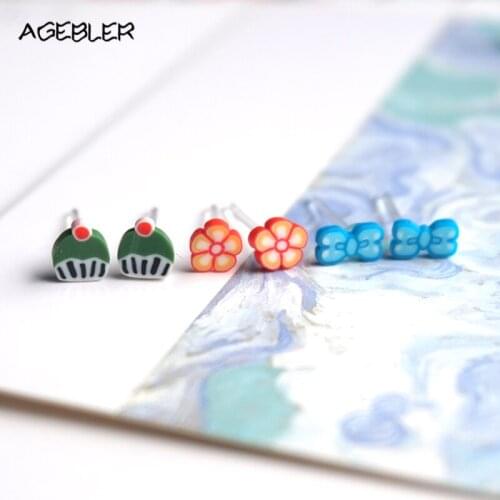 Fashion Cute Polymer Clay Stud Earring 100% Handmade Plant Earrings for Women Girl Pendientes Mujer Moda Gift Plastic Pin P22