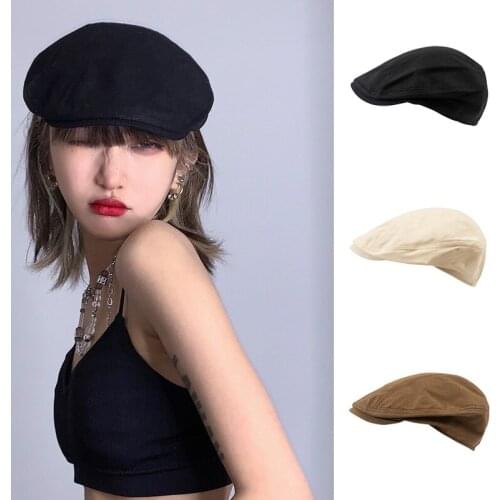 Fashion Women Girls Vintage Berets Visors Outdoor Sun Hats Plain Caps Korean Style Spring Summer Woman Linen Hats Artist Caps