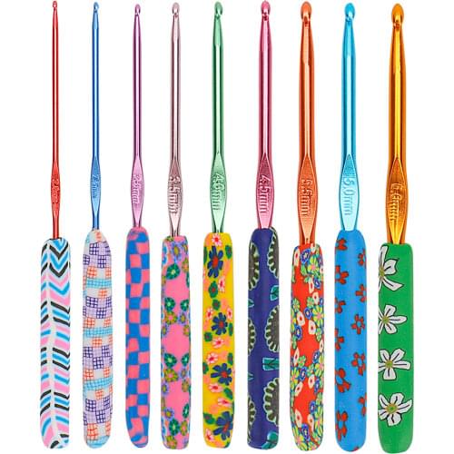 9pcs Sewing Hand Crochet Hook Set Kit Ceramic Handle Needles Aluminum Crochet Hooks Set for Weaving Sewing Braid Dropshipping