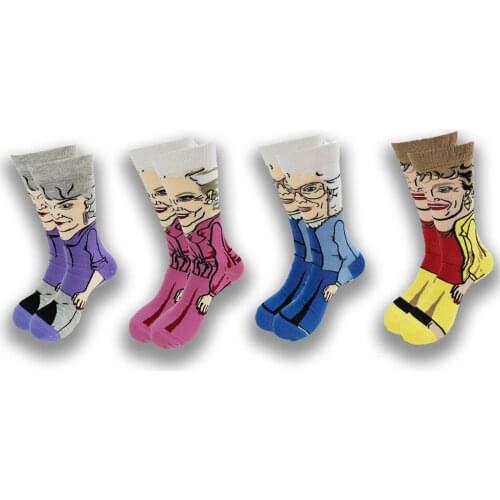 Golden Girls Cartoon Socks Hip Hop Anime print Funny Tube Socks Novelty Men Women Personalized Casual Cotton Fun Socks