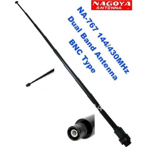 New Original BNC Type NAGOYA NA-767 144/430MHz 2.15dB Dual Band Telescopic Handheld Antenna