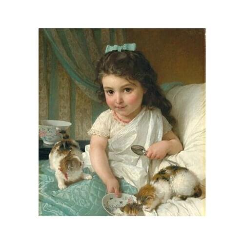 New Cute Girl and Cat Pet Embroidery Needlework Crafts 14CT Unprinted DIY Quality Cross Stitch Kits Set Handmade Arts Home