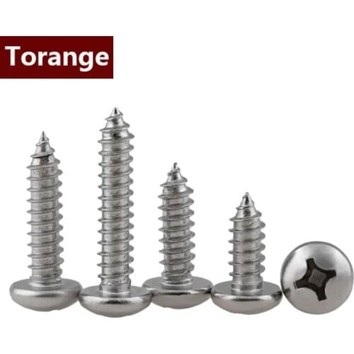 Philips Pan Head Tapping Nibbed Screw M5M6M8 PA 304 Stainless Steel Cross Round Head Self Tapping Wood Screw GB845 20Pcs