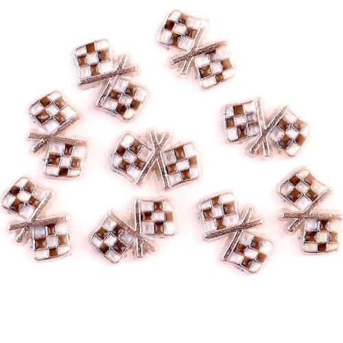 20Pcs/lot Metal Motorcycle Racing Flag Floating Charms Finding Living Men Gift Jewelry Wholesale