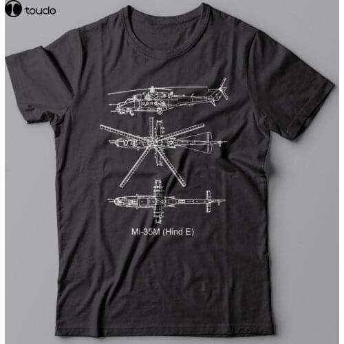 Casual Man T Shirt Good Quality Cool T-Shirt Blueprint - Russian Helicopter Mi-35M Hind E, Technical Tee Shirtcheap T Shirts