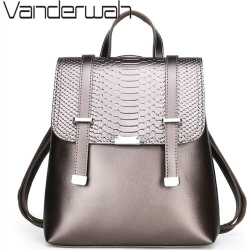 Vintage Women Backpack 2020 Soft Leather Female Backpacks Casual Solid Schoolbag For Teenage Girls Shoulder Bag Travel Back Pack