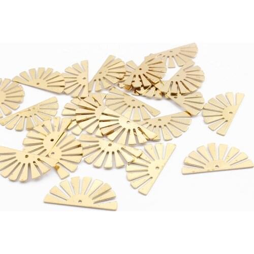 20pcs Raw Brass Fashion Hollow Semicircle-shape Flower Earring Charms Pendant For DIY Earrings Jewelry Findings Accessories