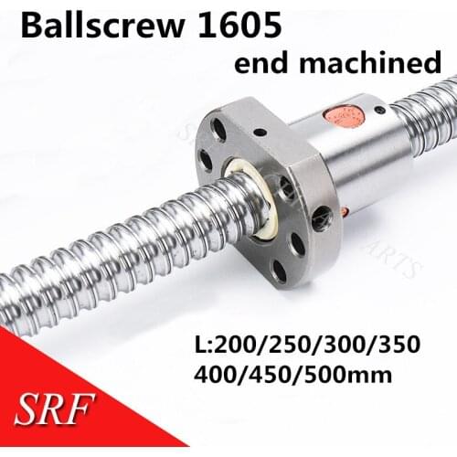 16mm Rolled ballscrew: SFU1605 Ball screws C7 L=200/250/300/350/400/450/500mm single ball nut with BK/BF12 end machinec