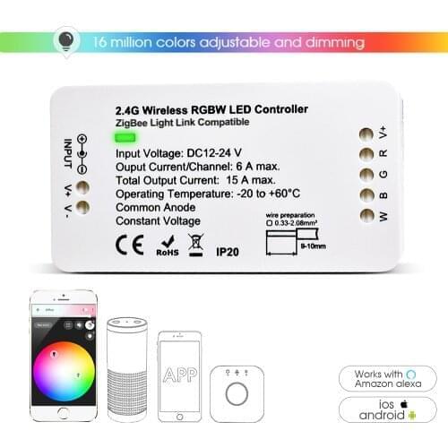 Smart ZIGBEE RGBW Controller RGBCCT Light Strip Led Tape RGB Controller Smartthings APP & Voice Control by Echo Plus
