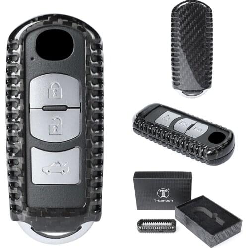 3 Buttons Key Fob Case Covers Replacement For Mazda 3 6 CX-7 MX-5 Carbon Fiber Car Accessories