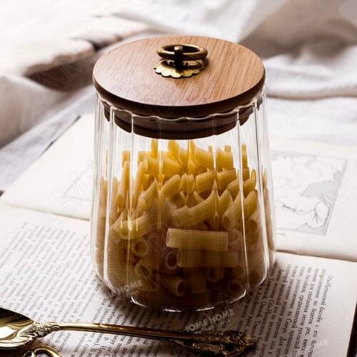 Retro Glass Storage Jar Tea Caddy Condiments Seasoning Tank Candy Snacks Dried Fruit Pot Home Coffee Table Desktop Organizer Jar