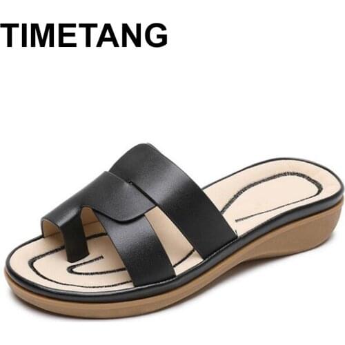 TIMETANG Fashion women shoes Bohemian style wedge non-slip flip flops bathroom beach platform comfort non-slip slippers women
