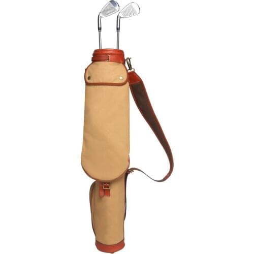 Tourbon Vintage Golf Bag Club Carrier Fleece Padded Pencil Style Waxed Canvas & Leather Waterproof Interlayer Cover 84CM