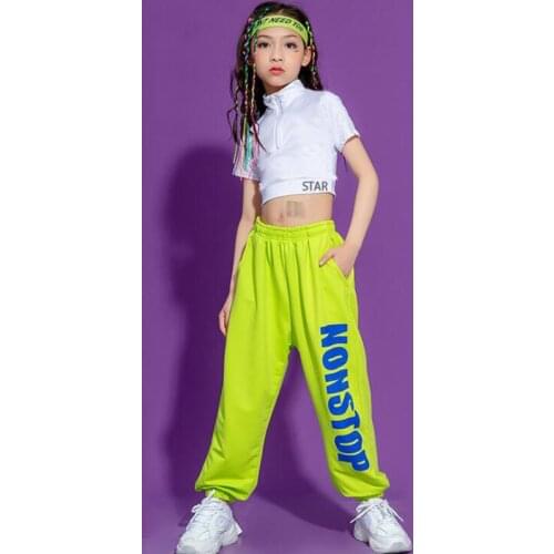 Kids Hip Hop Show Outfits Concert Clothing Crop Tank Tops Tshirt Jogger Pants For Girls Jazz Dance Costume Clothes Street Wear