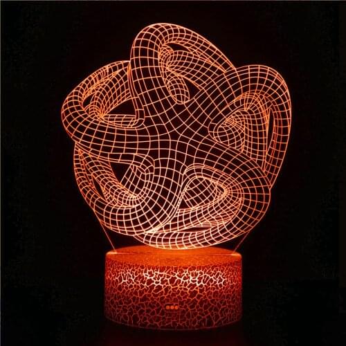 3D Alien Head Hologram Illusion Unique Lamp Acrylic Night Light With Touch Switch Luminaria Lava Lamp 7Colors Changing Deco Gift