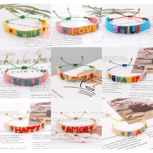 YD Beaded Woven Handmade Jewelry Couple Letter Bracelet Paired Bracelets for Couples Handmade Womens Bracelet on Hand