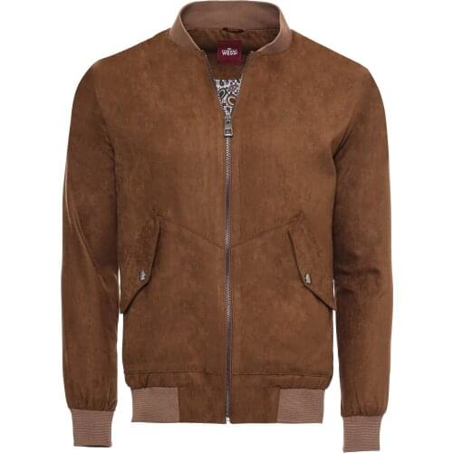 Tawny Patch Pockets Suede Bomber Coat