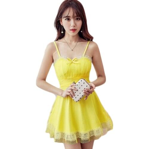 B2944 2021 new spring summer womens wear thin Korean version night club sexy sweet bowknot princess dress cheap wholesale