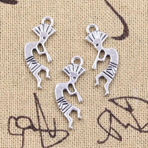 15pcs Charms Native Bumper Kokopelli 25x12mm Antique Silver Color Pendants Making DIY Handmade Tibetan Finding Jewelry