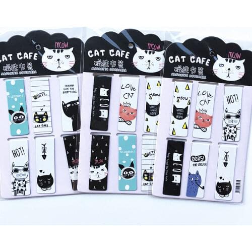 18pcs/set Cat Heart Magnetic Bookmark Luminous Cute Cartoon Animals Daily Magnet Book Mark Children Gift Bookmarks for Books