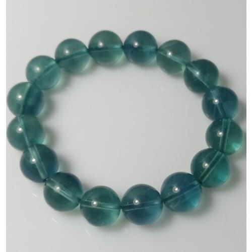 DHXYZB 12mm Natural Crystal Bracelet Blue Fluorite Crystal Beads Stretch crystal and Stone Healing Reiki Chakras Jewellery