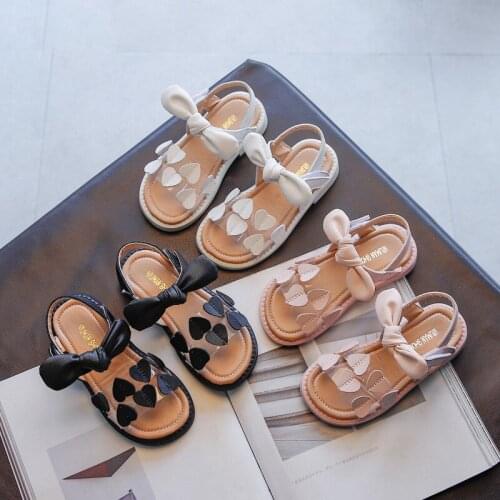Baby Girls Party Sandals 2021 New Summer Toddler Girl Princess Shoes Cute Bowtie Heart Accessaries Flats Shoes for Baby Girl