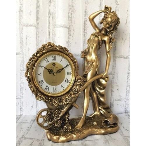 EUROPEAN SILENT SEAT CLOCK, LARGE DESKTOP CLOCK, CRAFTSMANSHIP CLOCK, CREATIVE PENDULUM, RETRO LUXURY CLOCK LIVING ROOM